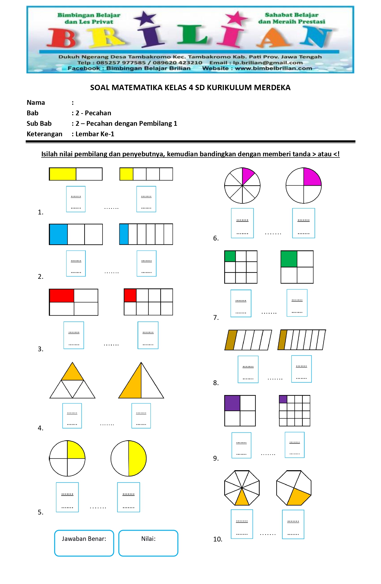 30 Contoh Soal dan Jawaban Matematika Kelas 4 SD Semester 2 Tentang Penjumlahan dan Pengurangan Pecahan