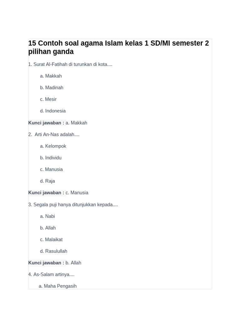 5 Rahasia Menjawab Soal Agama Islam Kelas 1 Doa Belajar Agar Anak Cepat Hafal