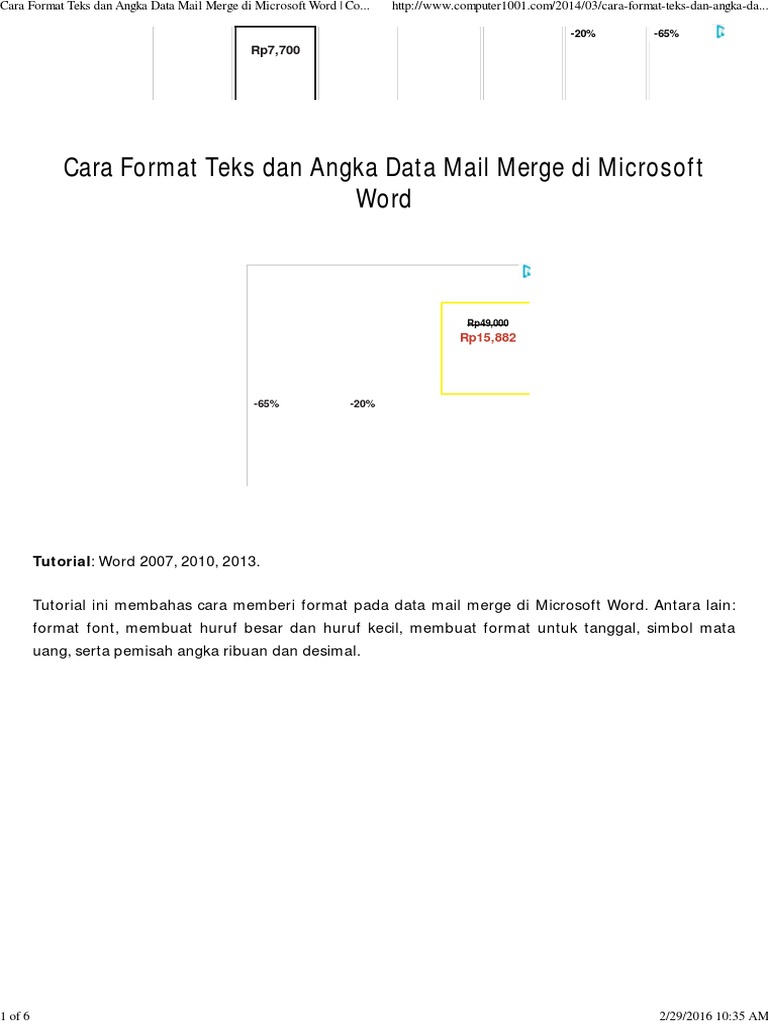 7 Langkah Mengubah Format Angka di Mail Merge Word 2016 Sebelum Cetak Gagal 7 Langkah Mengubah Format Angka di Mail Merge Word 2016 Sebelum Cetak Gagal
