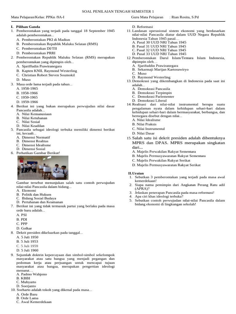 7 Rahasia Jawaban Soal Uraian PKN Kelas 9 Semester 1 yang Wajib Tahu Sebelum Ujian