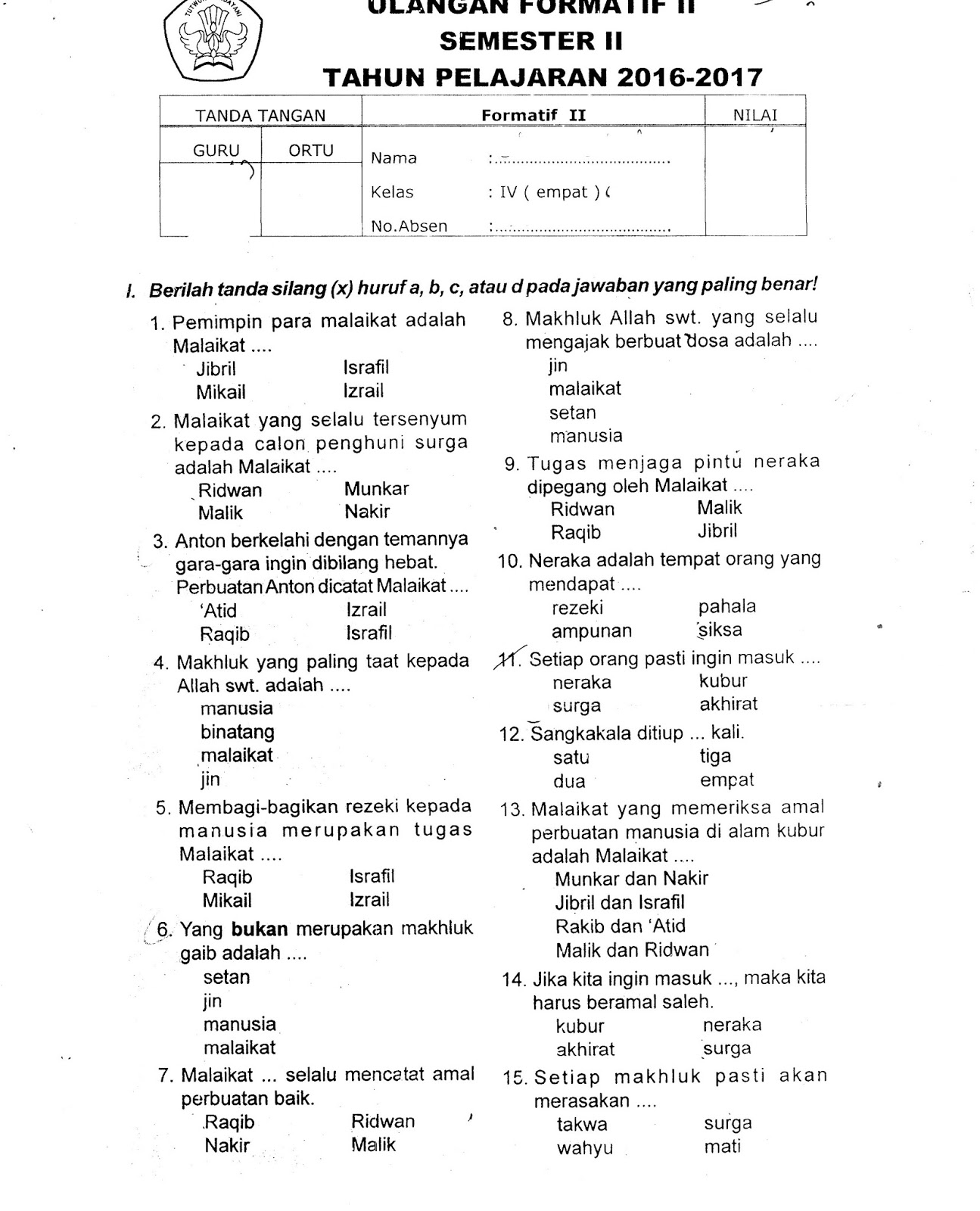 Rahasia Skor Sempurna Latihan Soal Agama Islam Kelas 1 SD Kurikulum 2013 Semester 2 Rahasia Skor Sempurna Latihan Soal Agama Islam Kelas 1 SD Kurikulum 2013 Semester 2