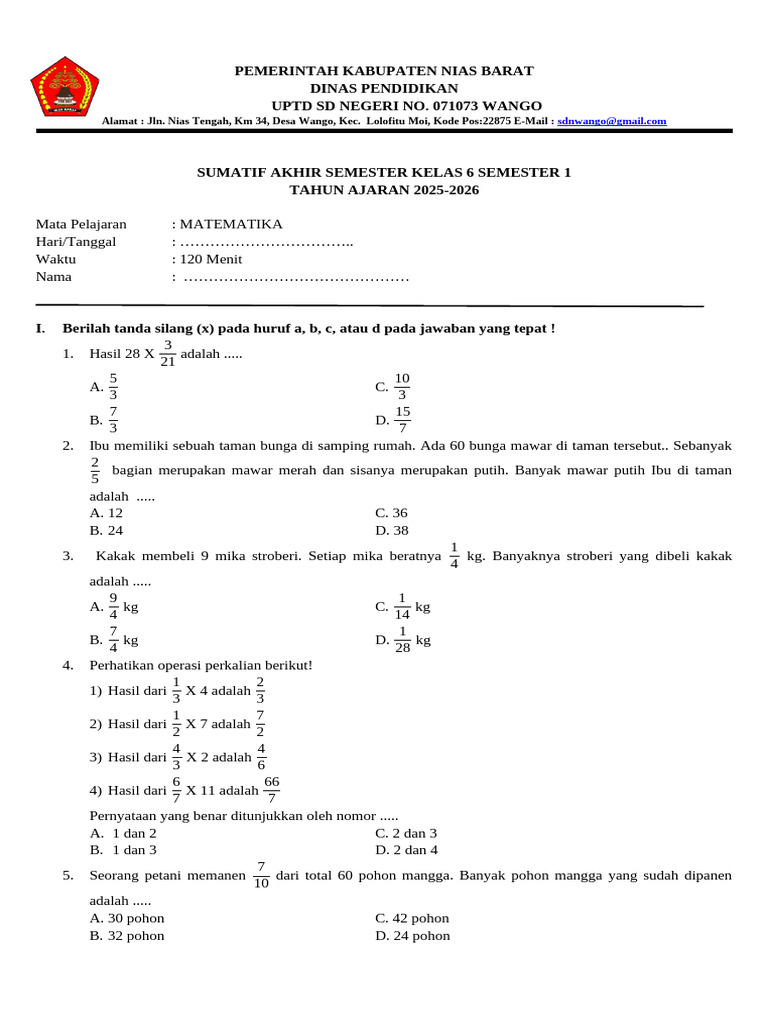 Rahasia soal matematika kelas 6 semester 1 kurikulum 2013 pdf yang jarang diketahui Rahasia soal matematika kelas 6 semester 1 kurikulum 2013 pdf yang jarang diketahui