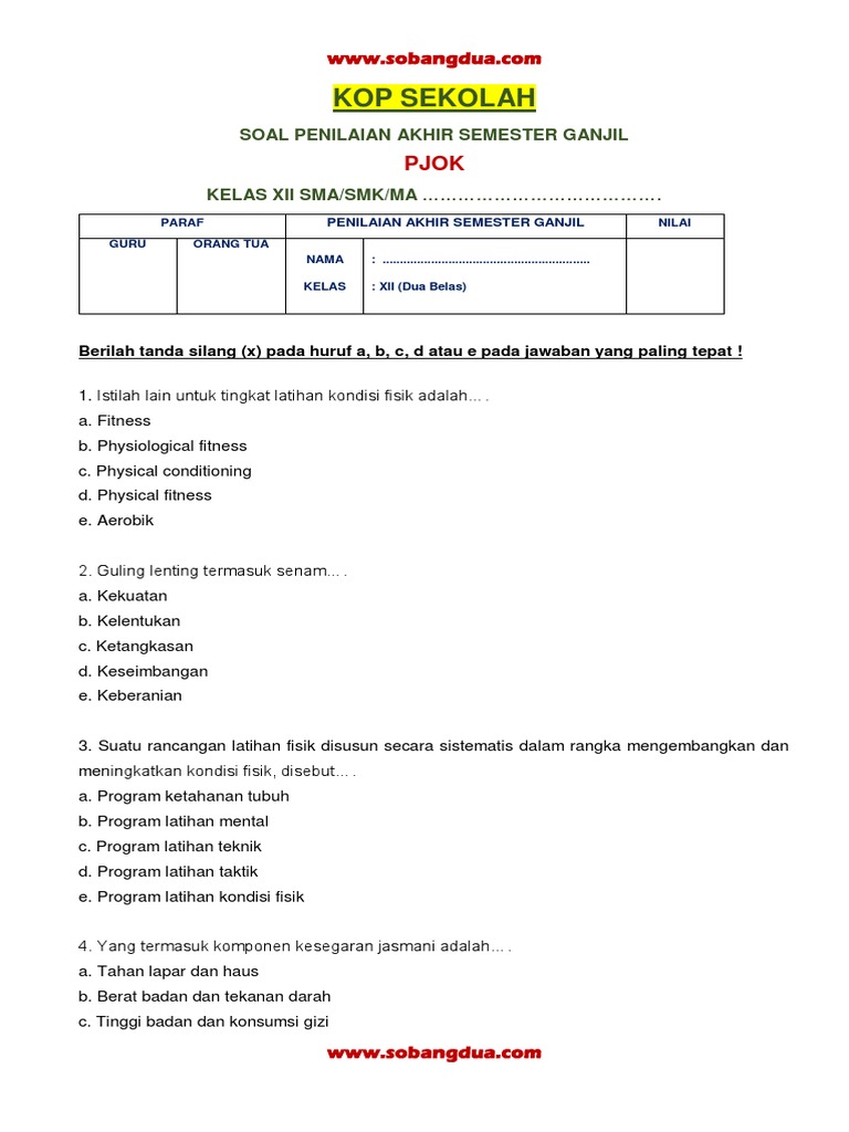 Terbukti 5 Cara Cepat Dapatkan Soal PJOK Kelas 12 Semester 1 PDF Gratis Sebelum Ujian Terbukti 5 Cara Cepat Dapatkan Soal PJOK Kelas 12 Semester 1 PDF Gratis Sebelum Ujian