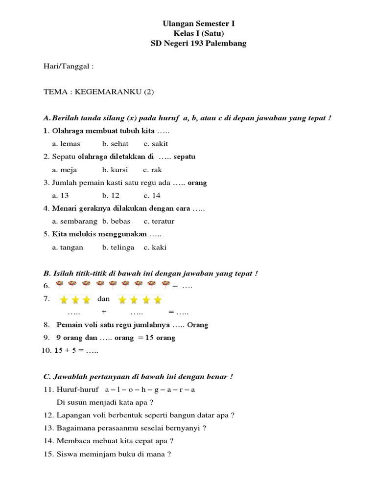Terbukti! kumpulan soal kelas 1 sd semester 2 kurikulum 2013 pdf dengan 5 Contoh Praktis Terbukti! kumpulan soal kelas 1 sd semester 2 kurikulum 2013 pdf dengan 5 Contoh Praktis