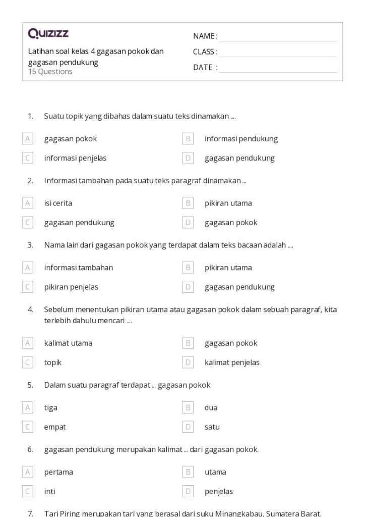 Ternyata Begini Contoh Soal dan Jawaban Mencari Gagasan Pendukung Kelas 4 SD yang Wajib Dikuasai Siswa di 2026 Ternyata Begini Contoh Soal dan Jawaban Mencari Gagasan Pendukung Kelas 4 SD yang Wajib Dikuasai Siswa di 2026