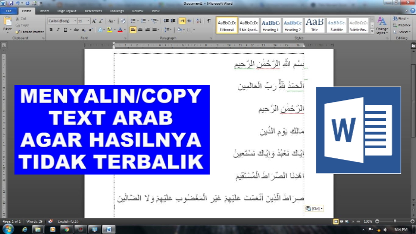 Ternyata Ini Cara agar Tulisan Arab Tidak Terbalik di Word 2010 yang Jarang Diketahui