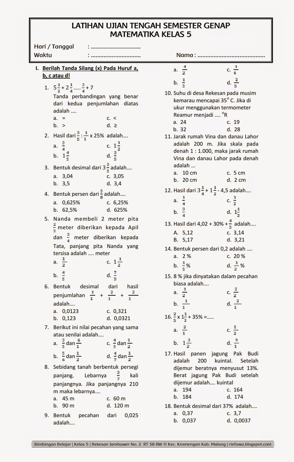 Menguasai Matematika Kelas 5 Semester 2 Panduan Lengkap dengan Contoh Menguasai Matematika Kelas 5 Semester 2 Panduan Lengkap dengan Contoh