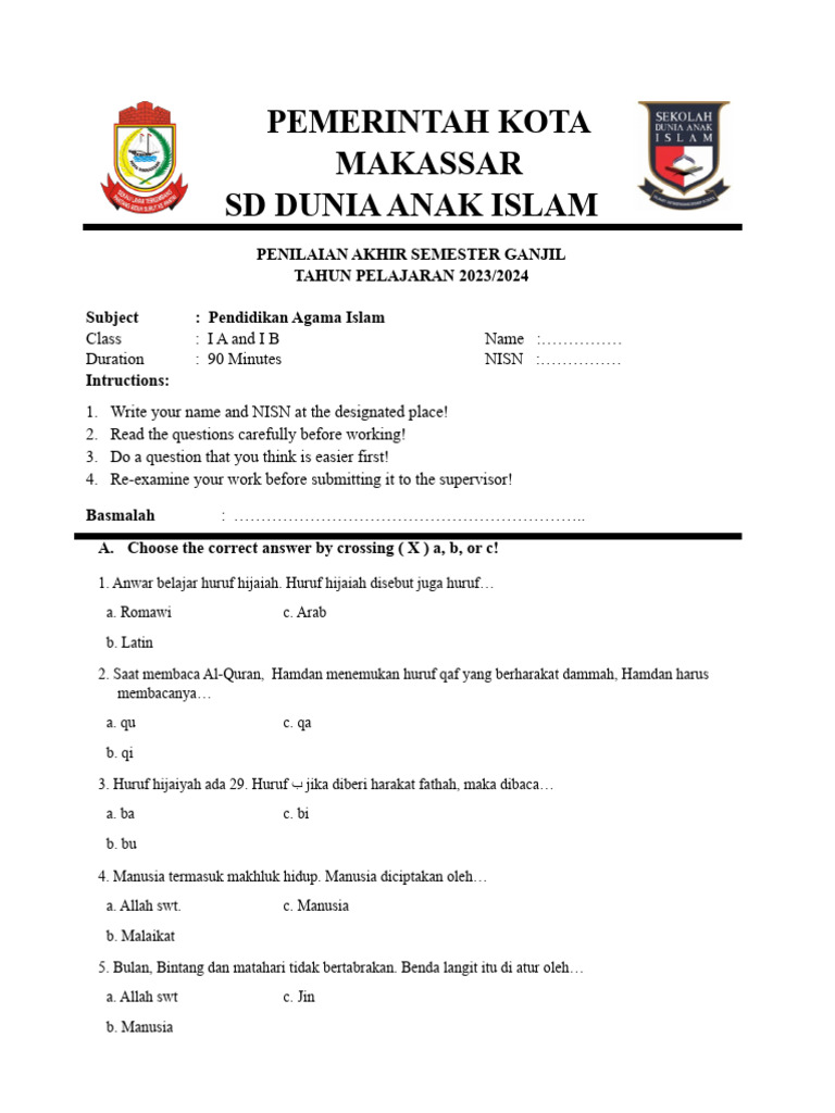 Ternyata Ini Rahasia Cara Cepat Menjawab Soal Agama Islam Kelas 1 SD KTSP Terbaru Ternyata Ini Rahasia Cara Cepat Menjawab Soal Agama Islam Kelas 1 SD KTSP Terbaru