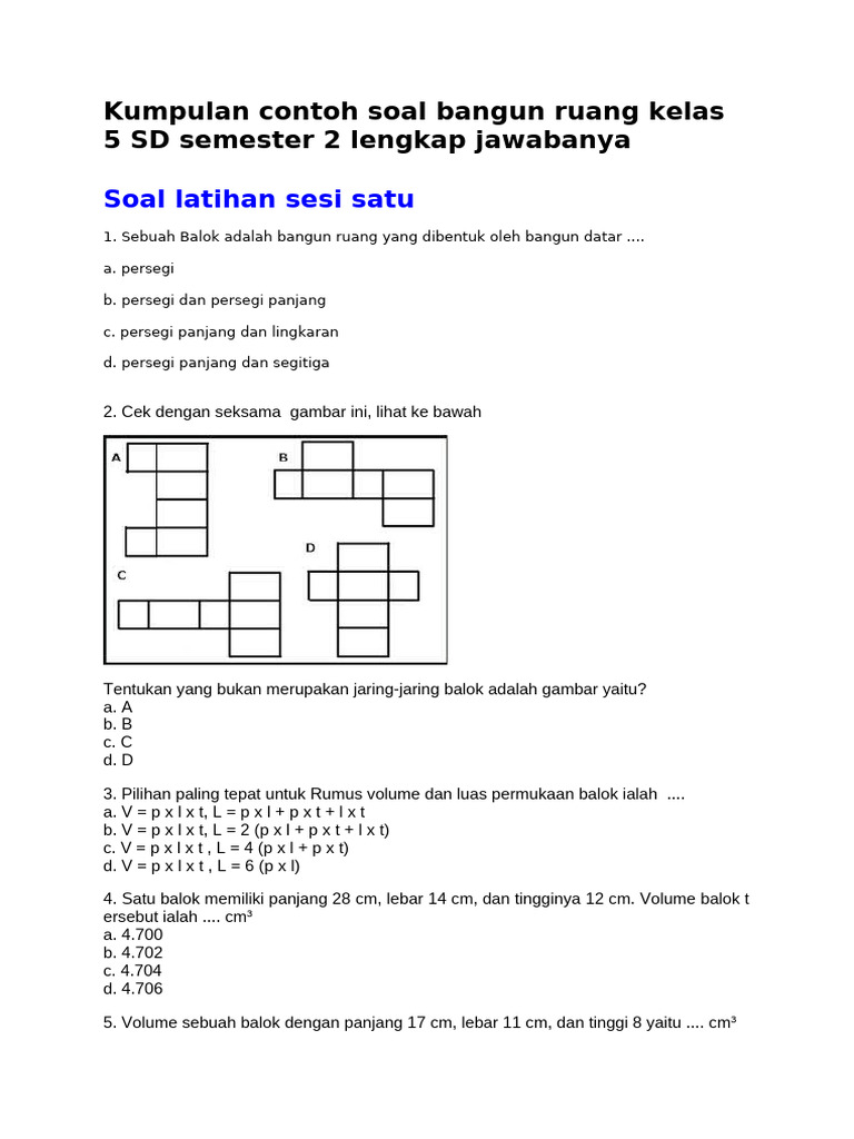 Ternyata Ini Rahasia Cepat Jawab Soal Bangun Ruang Kelas 5 Semester 1 yang Benar Ternyata Ini Rahasia Cepat Jawab Soal Bangun Ruang Kelas 5 Semester 1 yang Benar