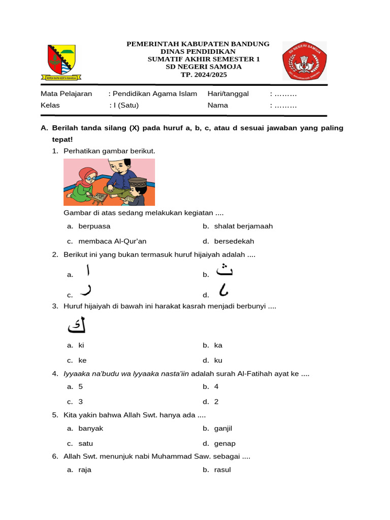 Wajib Tahu 3 Bocoran soal agama islam kelas 1 sd semester genap Agar Nilai Sempurna Wajib Tahu 3 Bocoran soal agama islam kelas 1 sd semester genap Agar Nilai Sempurna