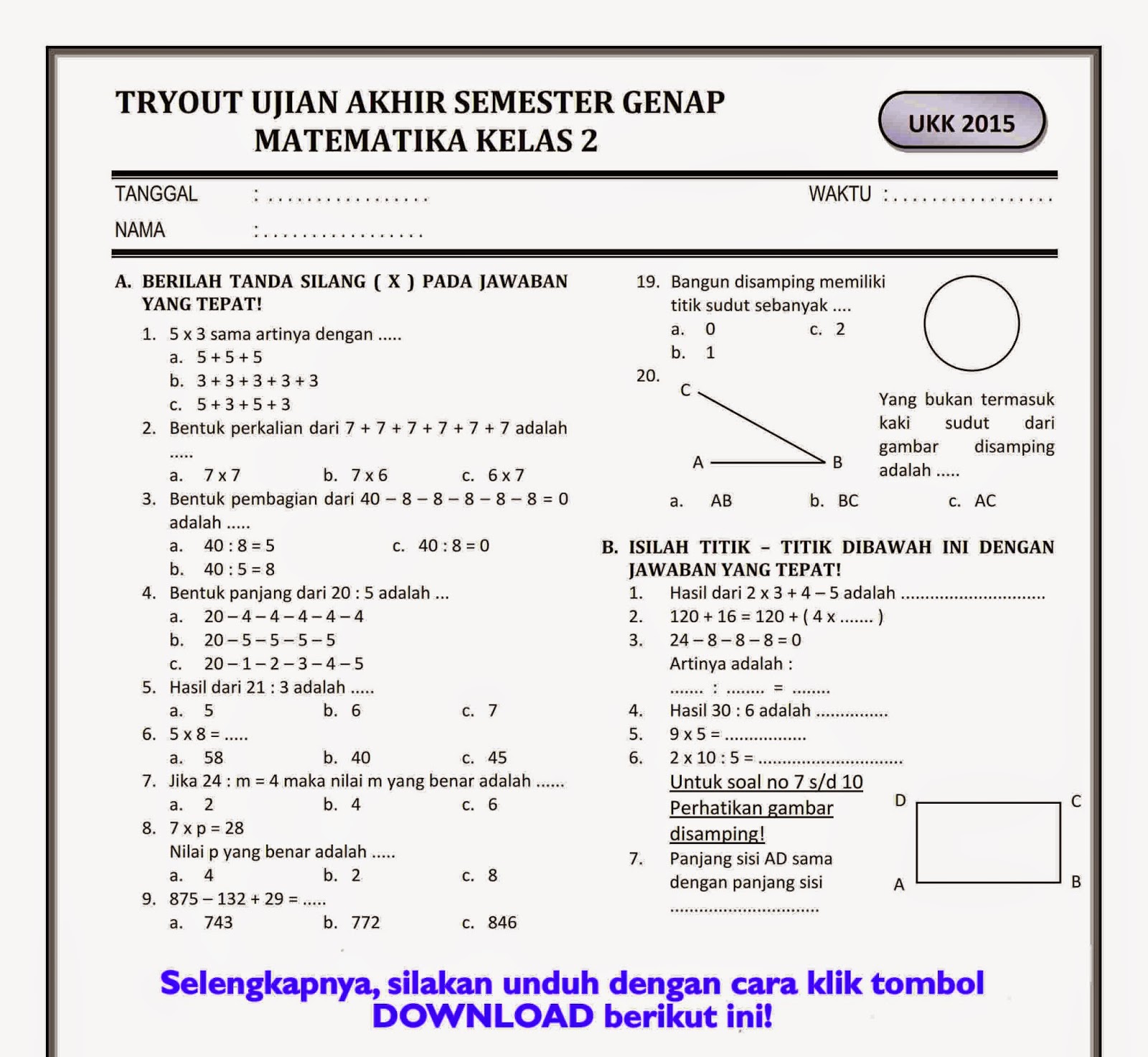 Wajib Tahu Kumpulan Soal Ujian Matematika Semester 1 Kelas 5 SD Agar Nilai Sempurna